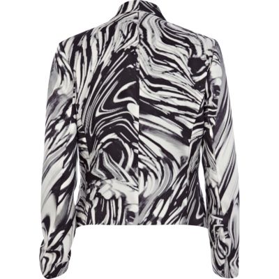 Black marble print unfastened jacket