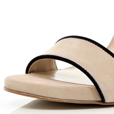 Pink contrast strap stiletto sandals