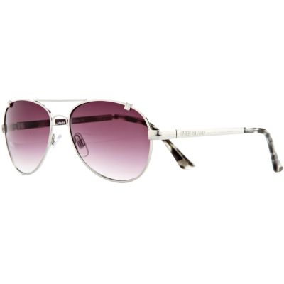 Silver tone tortoise shell aviator sunglasses