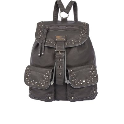 Grey washed stud rucksack