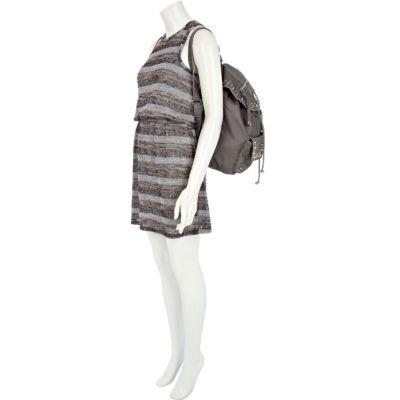 Grey washed stud rucksack