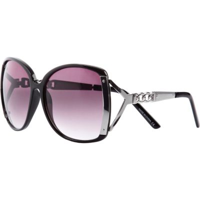 Black oversized chain detail sunglasses