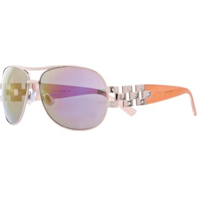 Gold tone rainbow lens aviator sunglasses