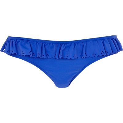 Blue layered frill bikini bottoms