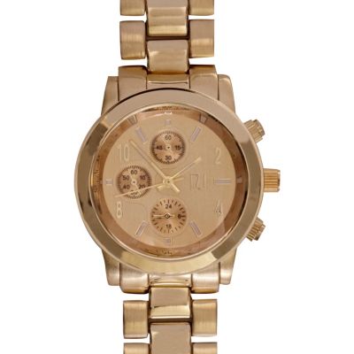 Gold tone metal bracelet watch