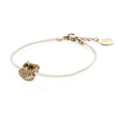 Beige rope metal owl friendship bracelet
