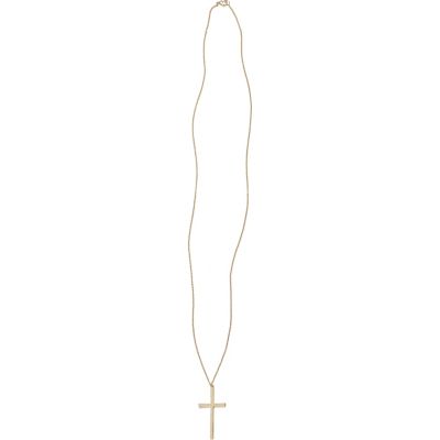 Gold tone cross long necklace