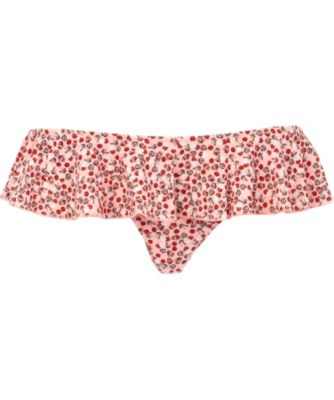Coral ditsy print layered bikini bottoms