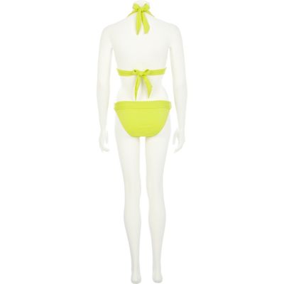 Yellow fluro textured push-up bikini top