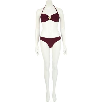 Dark red diamante skull bikini bottoms