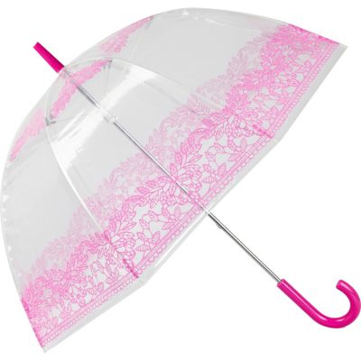 Pink floral print dome umbrella