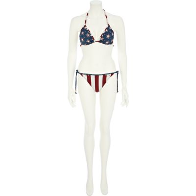 Blue stars and stripes print bikini bottoms