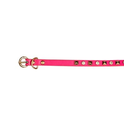 Pink fluro stud skinny belt 