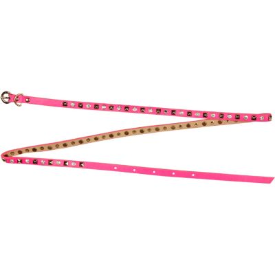 Pink fluro stud skinny belt 
