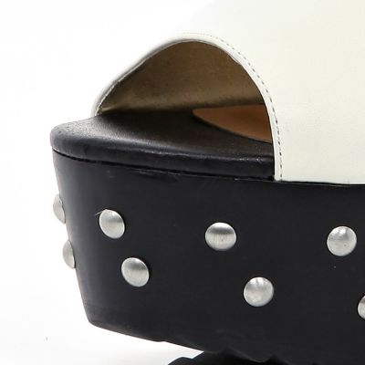Cream studded flatform sandals