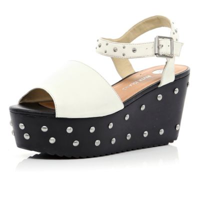 Cream studded flatform sandals