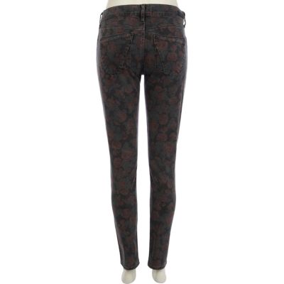 Black floral print Olive superskinny jeans