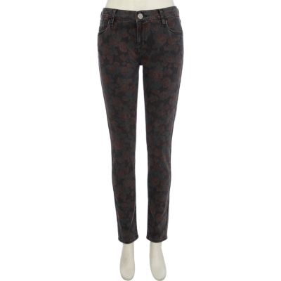 Black floral print Olive superskinny jeans