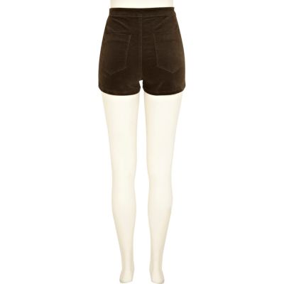 Khaki corduroy high waisted shorts