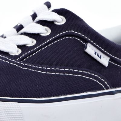 Navy blue canvas lace up plimsolls