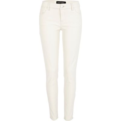 White leather look Olive superskinny jeans