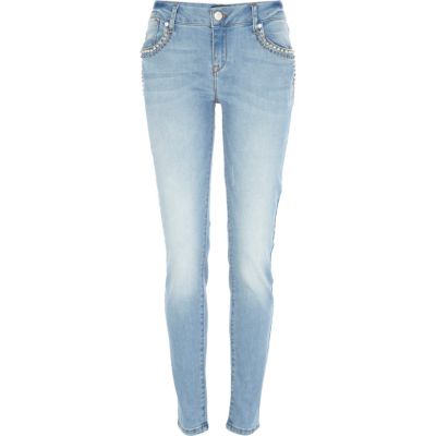 Light wash studded Olive superskinny jeans