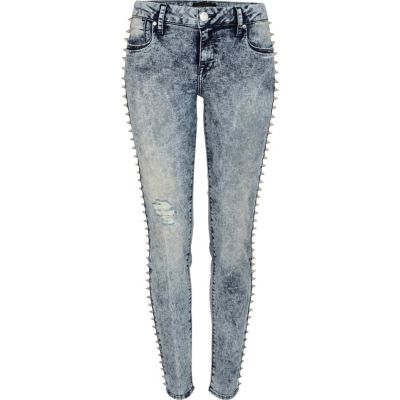 Light wash studded Olive superskinny jeans