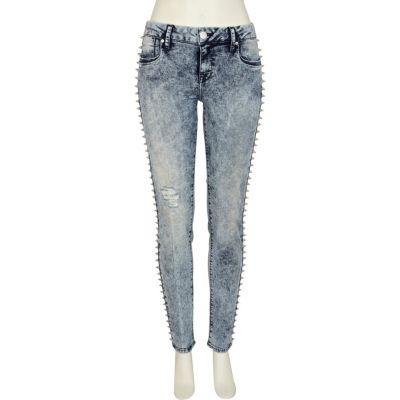Light wash studded Olive superskinny jeans
