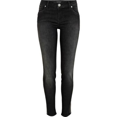 Black diamante stripe Olive superskinny jeans