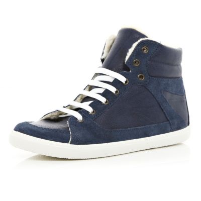 Navy shearling lined high tops