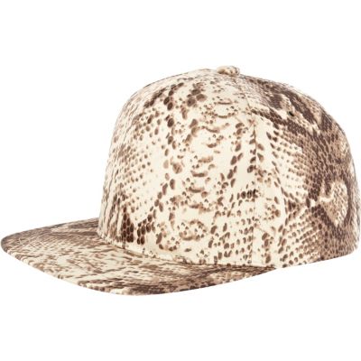 Brown snake print trucker hat