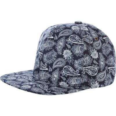 Blue paisley print trucker hat