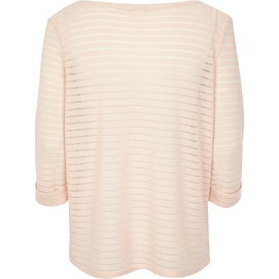 Beige subtle stripe boxy t-shirt