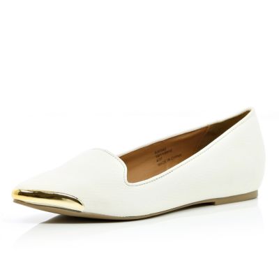 White metal toe slipper shoes