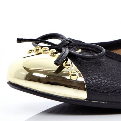 Black metal toe cap ballet pumps