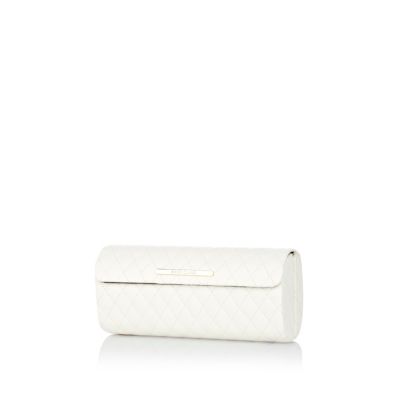 Cream quilted sunglasses case 