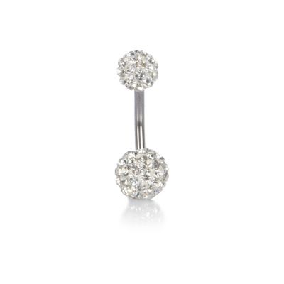 Silver tone diamante encrusted belly bar