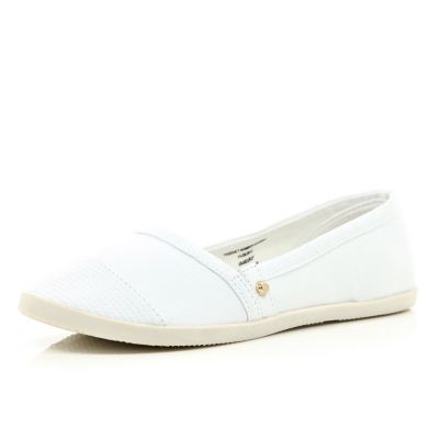 White stud slip on pumps
