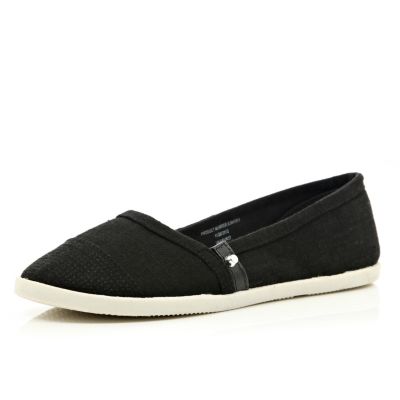 Black stud slip on pumps