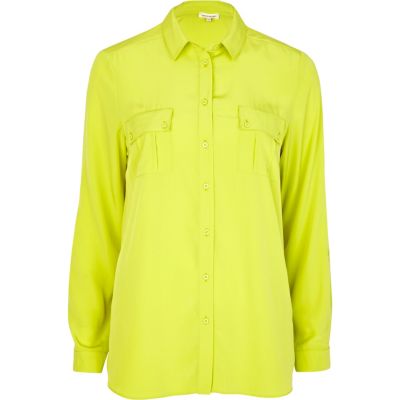 Bright lime green oversized shirt tops sale women