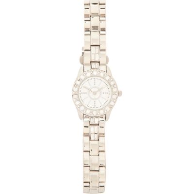Silver tone diamante bracelet watch