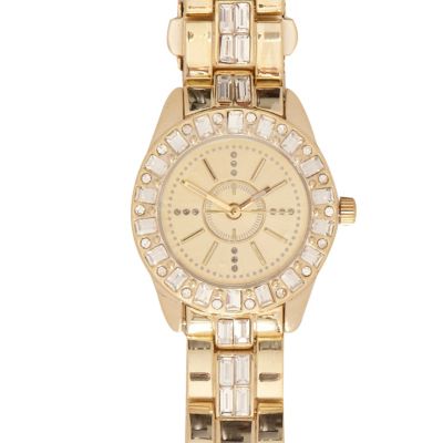 Gold tone diamante bracelet watch