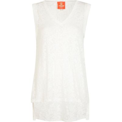 White Pacha cherry print burnout tank top