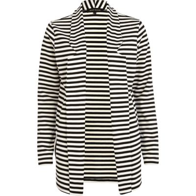 Black and white striped boyfriend blazer