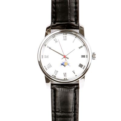 Black croc moon dial watch 