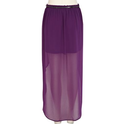 Purple dip hem maxi skirt