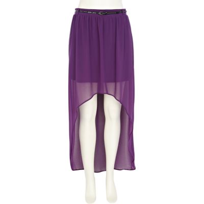 Purple dip hem maxi skirt