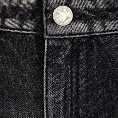 Black acid wash denim shorts 