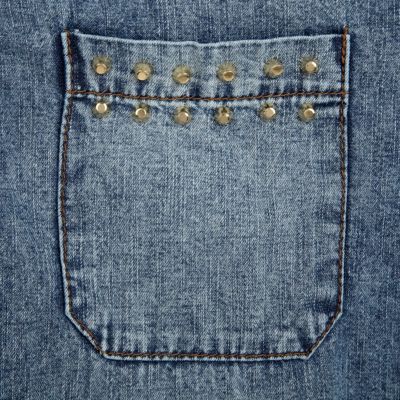 Denim contrast check sleeve boyfriend shirt 