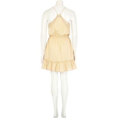 Beige boho frill cami dress